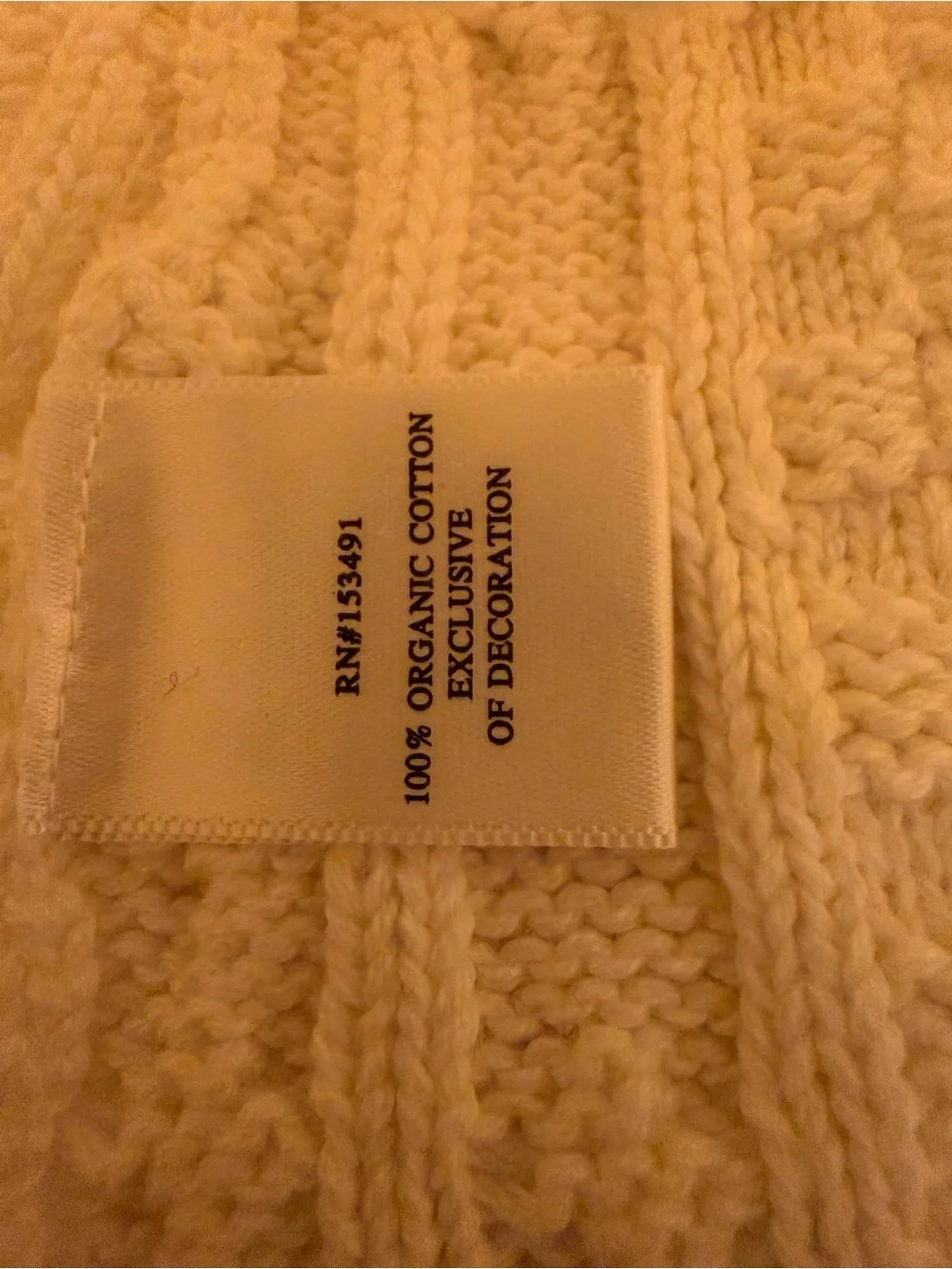 Hope & Henry Baby 100% Organic Cotton Cable Knit Romper Ivory 3-6M